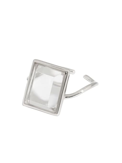 Platinum [13 adjustable] 925 Sterling Silver Geometric Vintage Band Ring